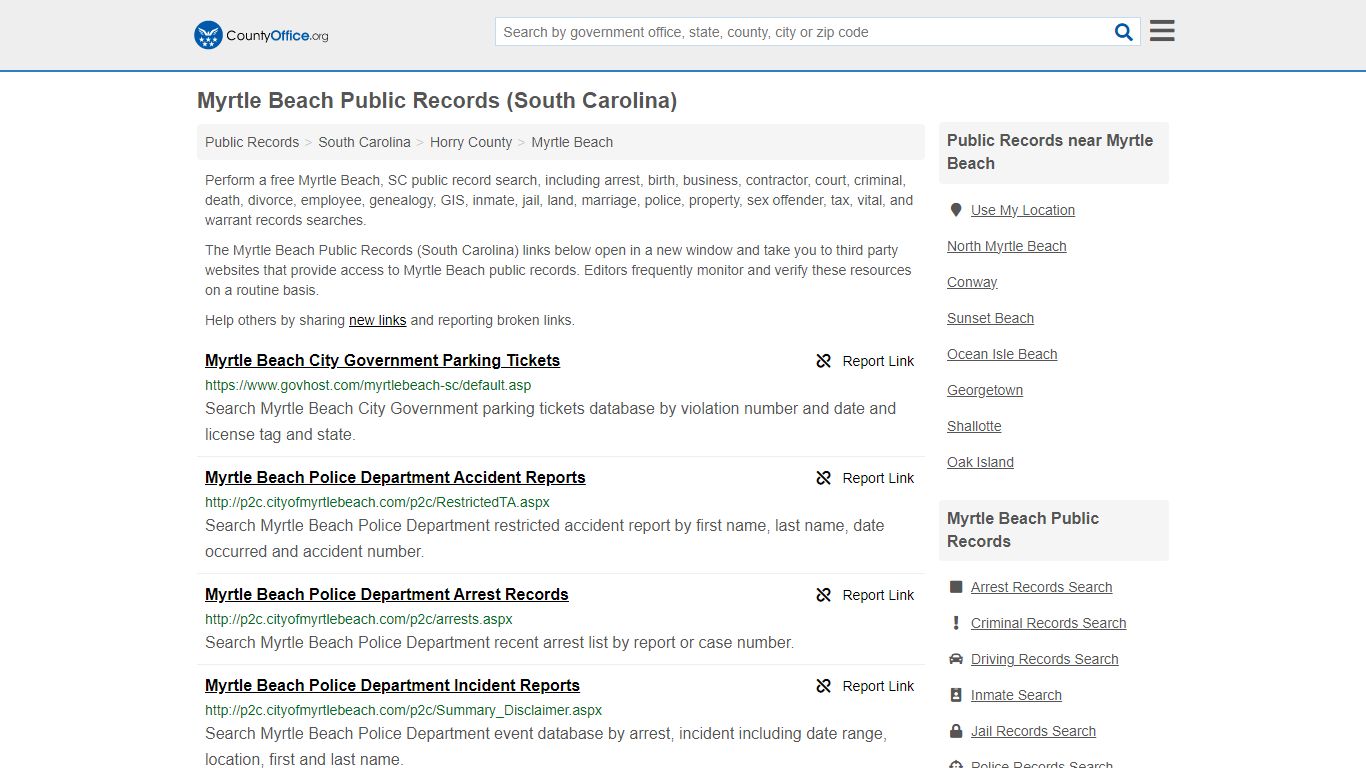Myrtle Beach Public Records (South Carolina) - County Office