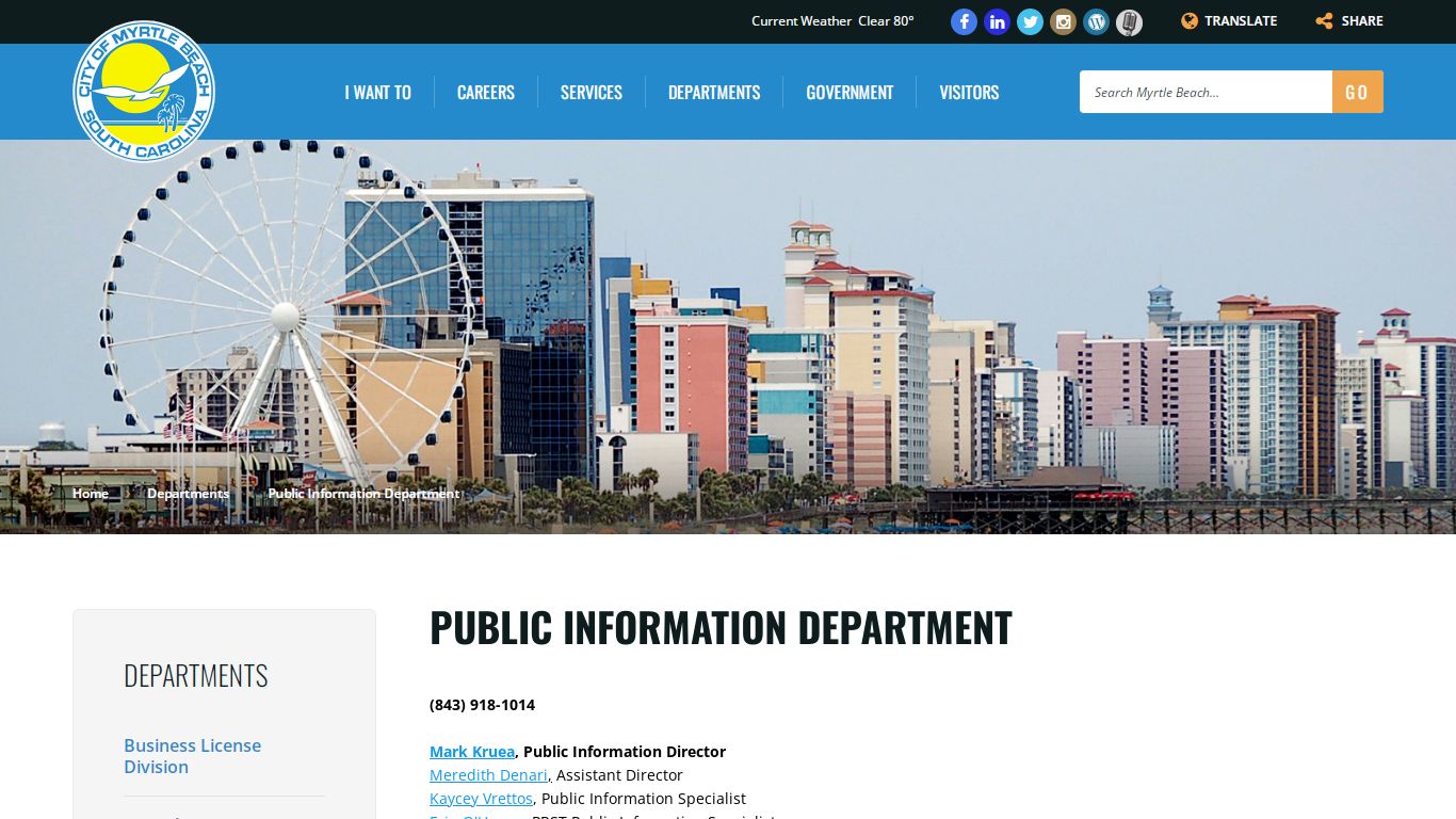 Public Information Department - Myrtle Beach, South Carolina